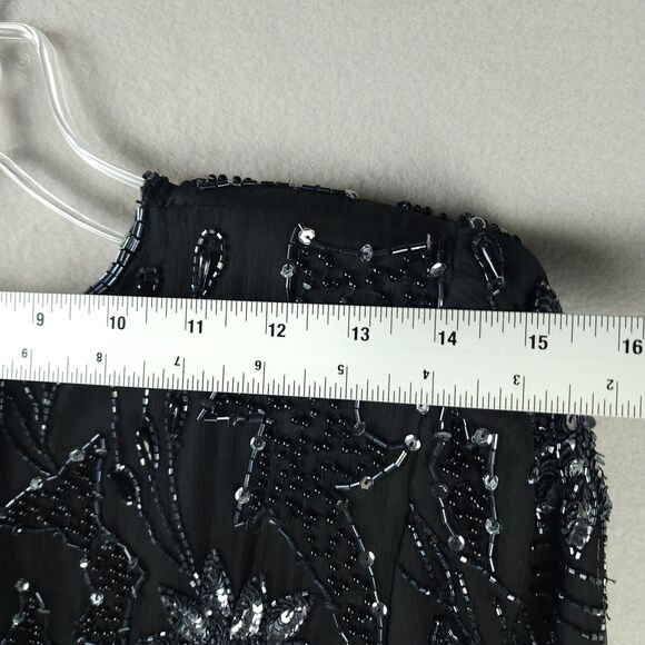 Robert Anthony Sequined Beaded Lined 100% Silk Dress Petite 12 - Picture 6 of 8